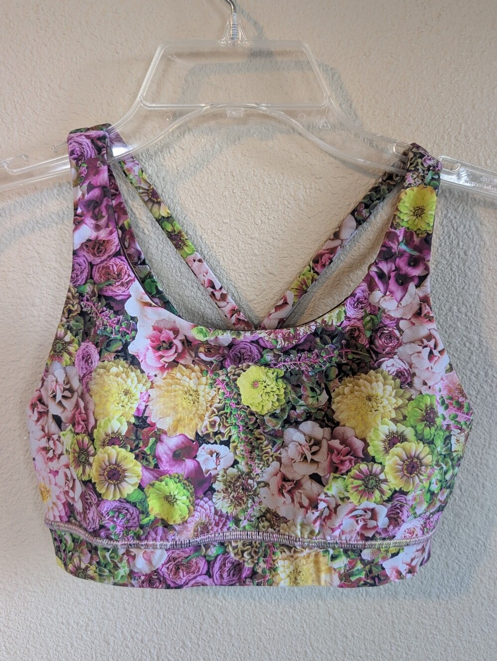 Lululemon Size 4 Energy Bra Floral Print Sports Bra - Yellow & Purple
